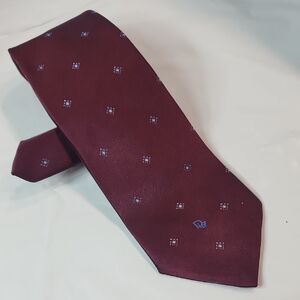 Christian Dior  Neck Tie Red Burduny Diamond Pattern Italian Made in USA